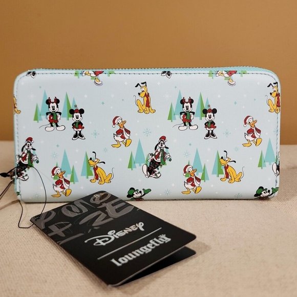 Loungefly Disney Sensational Six Holiday Mickey & Friends Zip Around Wallet NEW - Picture 1 of 10